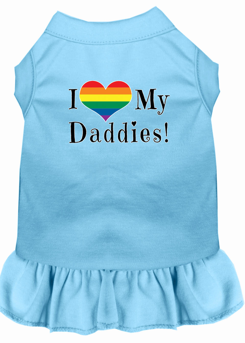 I Heart my Daddies Screen Print Dog Dress Baby Blue Med